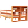 Lit bibliothèque sans matelas cire marron 135x190 cm pin massif 