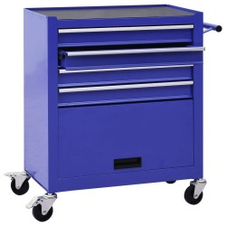 Chariot à outils avec 4 tiroirs Acier Bleu 