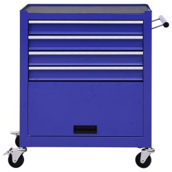 Chariot à outils avec 4 tiroirs Acier Bleu 