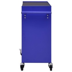 Chariot à outils avec 4 tiroirs Acier Bleu 
