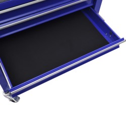 Chariot à outils avec 4 tiroirs Acier Bleu 