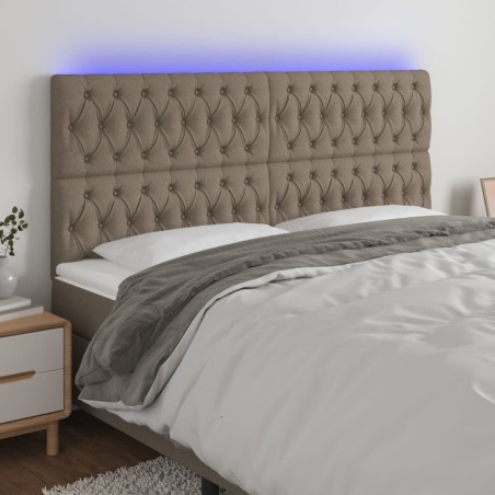 Tête de lit à LED Taupe 200x7x118/128 cm Tissu 