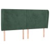 Tête de lit avec oreilles Vert foncé 183x23x118/128 cm Velours 