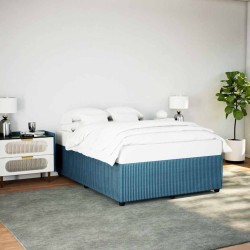 Cadre de lit sans matelas bleu 160x200 cm velours 