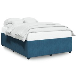 Cadre de lit sans matelas bleu 160x200 cm velours 