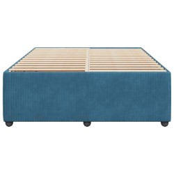 Cadre de lit sans matelas bleu 160x200 cm velours 