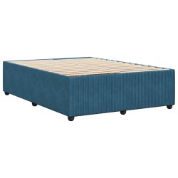 Cadre de lit sans matelas bleu 160x200 cm velours 
