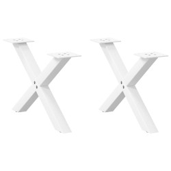 Pieds de table basse en forme de X, 2 pièces, blanc, 60 x (30-31) cm, acier 
