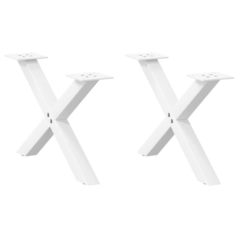Pieds de table basse en forme de X, 2 pièces, blanc, 60 x (30-31) cm, acier 