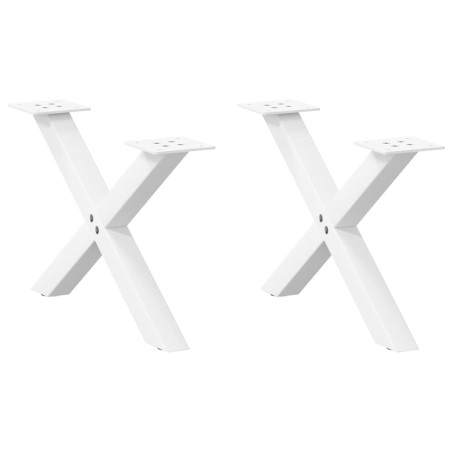 Pieds de table basse en forme de X, 2 pièces, blanc, 60 x (30-31) cm, acier 