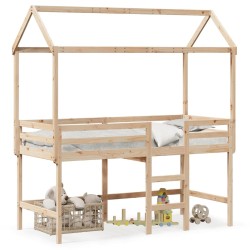 Lit superposé avec échelle et toit sans matelas 90x190 cm 