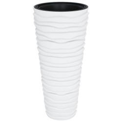 Jardinière et intérieur amovible blanc 18/45L PP aspect rainuré 