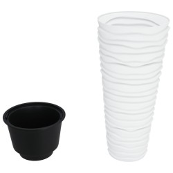 Jardinière et intérieur amovible blanc 18/45L PP aspect rainuré 