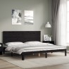 Cadre de lit sans matelas noir 200x200 cm bois massif de pin 