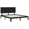 Cadre de lit sans matelas noir 200x200 cm bois massif de pin 
