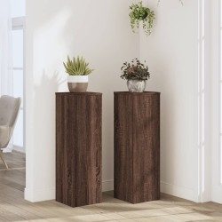 Supports pour plantes 2 pcs chêne marron bois d'ingénierie 