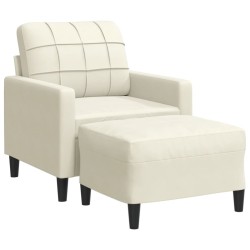Fauteuil avec repose-pied Crème 60 cm Velours 