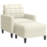 Fauteuil avec repose-pied Crème 60 cm Velours 