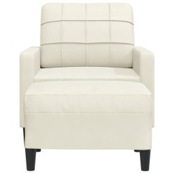 Fauteuil avec repose-pied Crème 60 cm Velours 