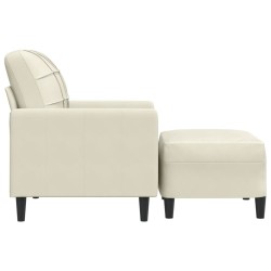 Fauteuil avec repose-pied Crème 60 cm Velours 