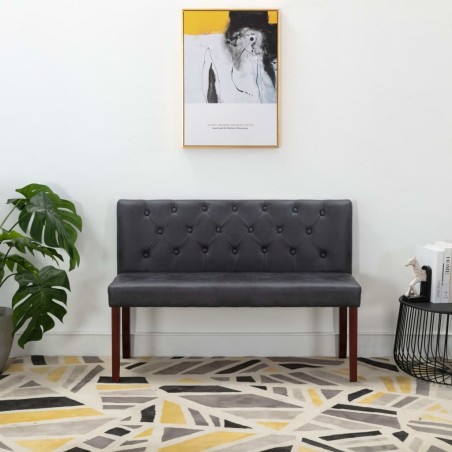 Banc 120 cm Gris Similicuir daim 