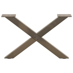 Pieds de table basse en forme de X, 2 pièces, acier naturel, 60 x (30-31) cm 
