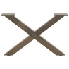Pieds de table basse en forme de X, 2 pièces, acier naturel, 60 x (30-31) cm 