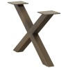 Pieds de table basse en forme de X, 2 pièces, acier naturel, 60 x (30-31) cm 
