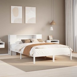 Lit bibliothèque sans matelas blanc 120x200 cm bois pin massif 