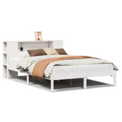 Lit bibliothèque sans matelas blanc 120x200 cm bois pin massif 