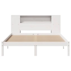 Lit bibliothèque sans matelas blanc 120x200 cm bois pin massif 