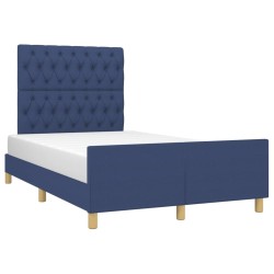 Cadre de lit sans matelas bleu 120x190 cm tissu 