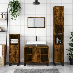 Ensemble de meubles de salle de bain 3 pcs Chêne fumé 