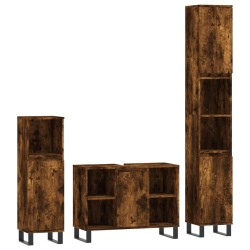 Ensemble de meubles de salle de bain 3 pcs Chêne fumé 