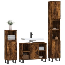Ensemble de meubles de salle de bain 3 pcs Chêne fumé 