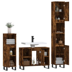 Ensemble de meubles de salle de bain 3 pcs Chêne fumé 