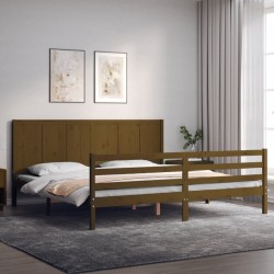 Cadre de lit sans matelas marron miel 200x200 cm bois massif 