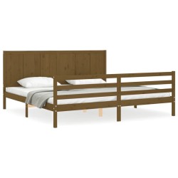 Cadre de lit sans matelas marron miel 200x200 cm bois massif 