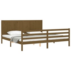 Cadre de lit sans matelas marron miel 200x200 cm bois massif 