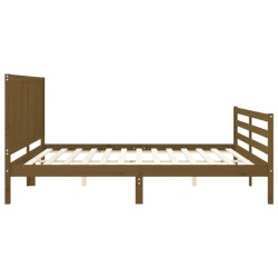 Cadre de lit sans matelas marron miel 200x200 cm bois massif 