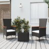 Ensemble de salon de jardin 3 pcs noir poly rotin et acier 