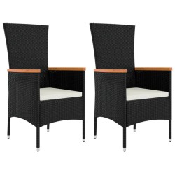 Ensemble de salon de jardin 3 pcs noir poly rotin et acier 