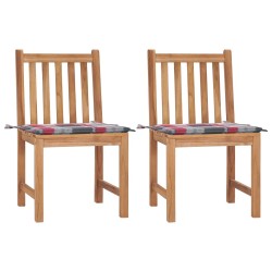 Chaises de jardin lot de 2 avec coussins Bois de teck massif 