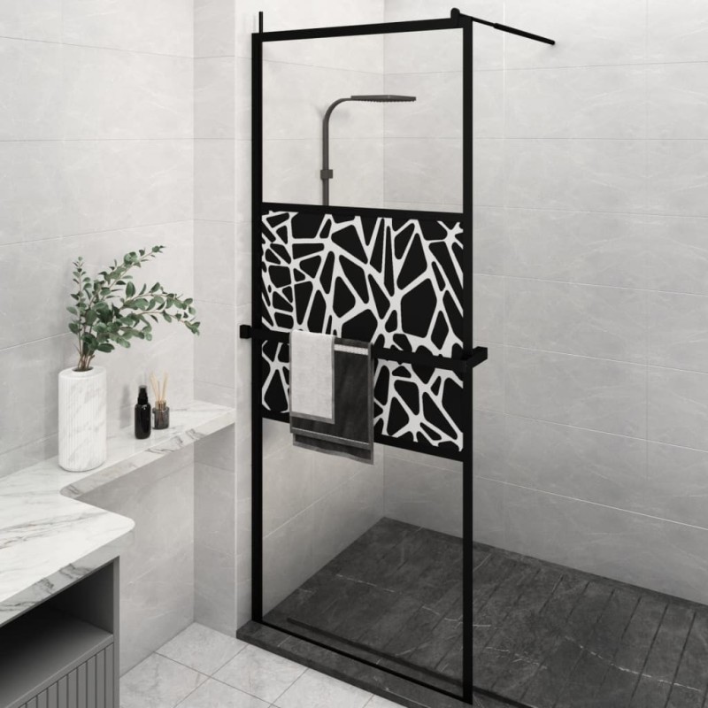 Paroi de douche avec étagère Noir 80x195 cm Verre ESG&Aluminium 