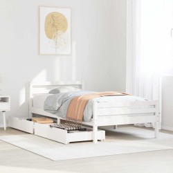 Cadre de lit sans matelas blanc 90x200 cm bois de pin massif 