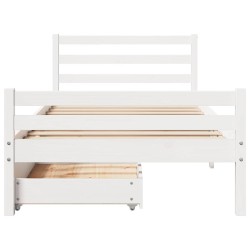 Cadre de lit sans matelas blanc 90x200 cm bois de pin massif 