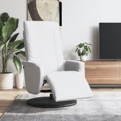 Fauteuil inclinable avec repose-pieds blanc similicuir 