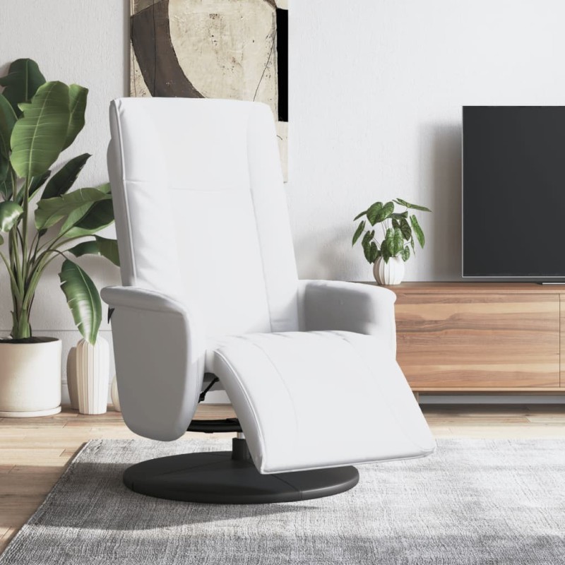 Fauteuil inclinable avec repose-pieds blanc similicuir 