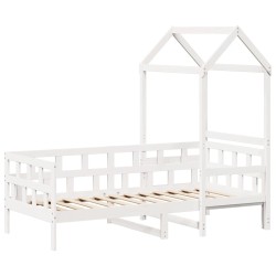 Lit de jour avec toit sans matelas blanc 80x200 cm bois massif 
