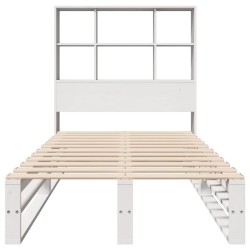 Lit bibliothèque sans matelas blanc 90x190 cm bois massif 